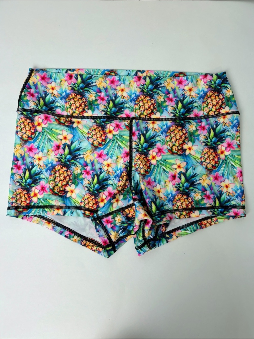 Peachy Athletic Pineapple Crush Squat-Proof Gym Shorts L